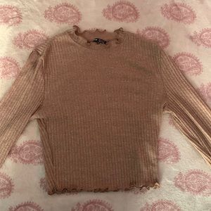 Brown Shein long sleeve crop top shirt